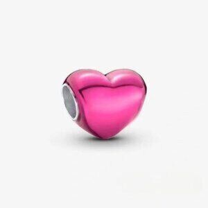 New Pandora Metallic Pink Heart Charm